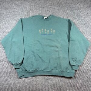 Vintage Oneita Sweatshirt Men's XL Callaway Gardens Green Footprints Made in USA